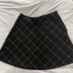 LOFT Black and White Checkered A-Line Skirt